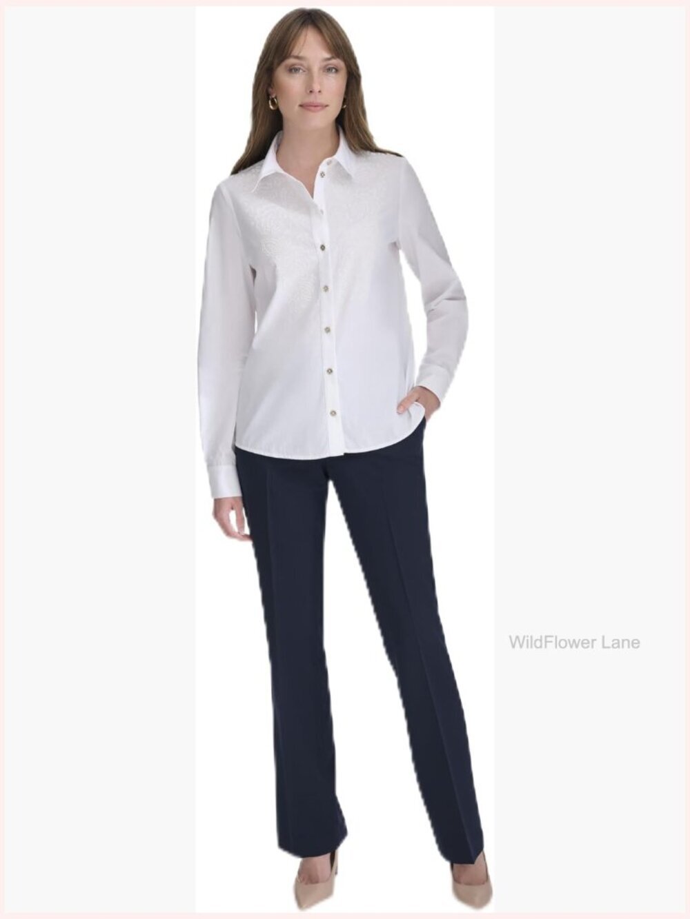 Long Sleeve Collared Puff Printed Button Up Shirt